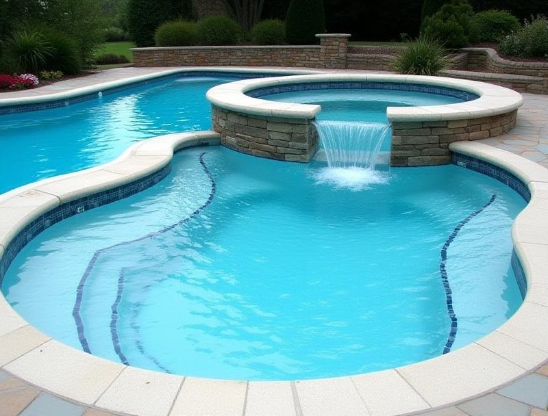 Swimming pool with integrated jacuzzi