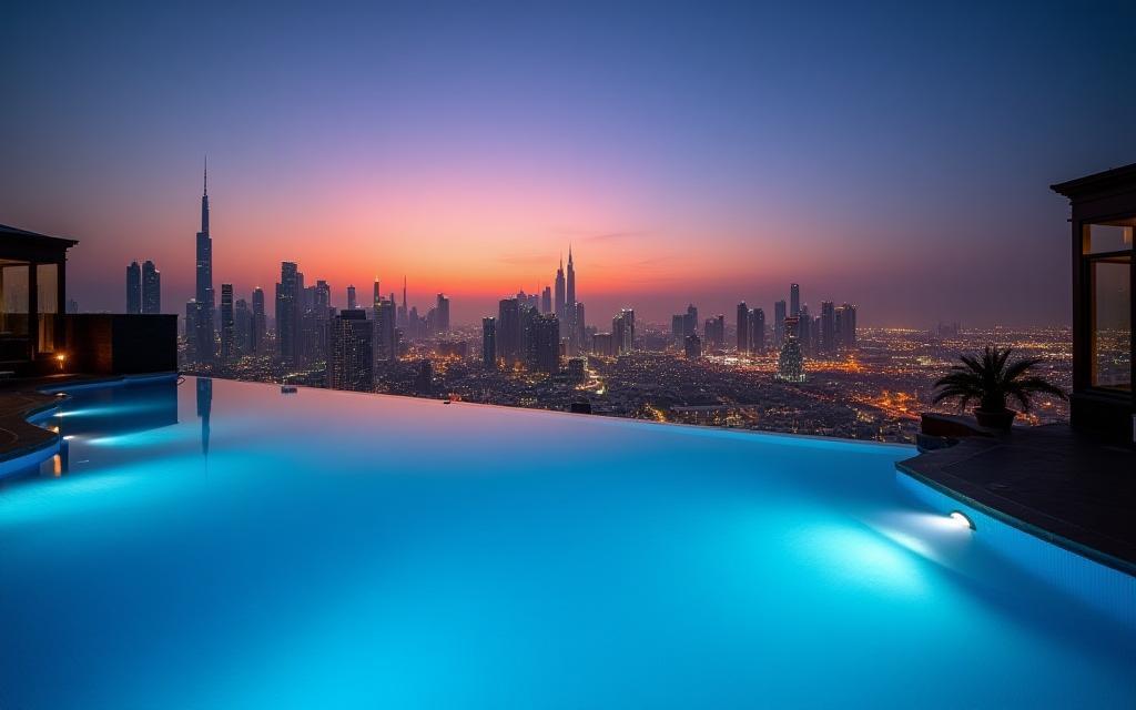 Stunning pool overlooking the Dubai skyline