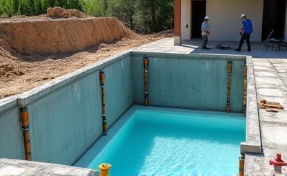 Modern pool under construction