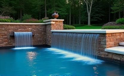 Beautiful water feature by a pool
